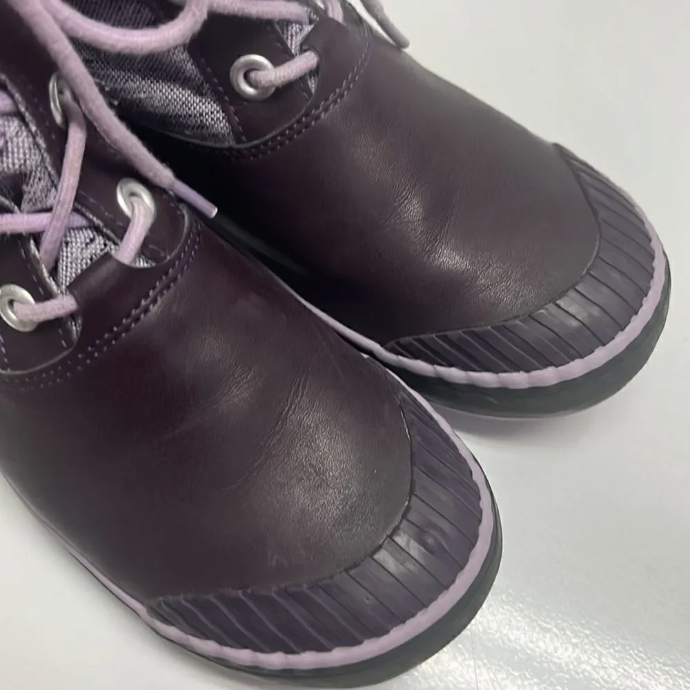 Keen Girl’s Waterproof Rubber Sherpa Lined Heather Purple Lace Up Boots Size 3